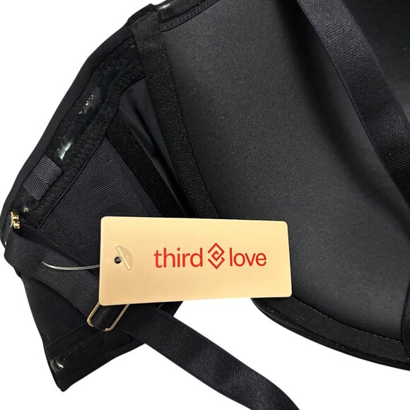 Third Love Size 34G Black Padded Wired Removable Straps Silicone Stripe Bra NWT - Picture 6 of 8